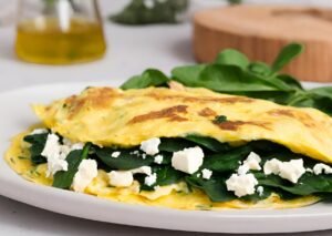 Mehr über den Artikel erfahren Rezept: Omelette mit Spinat und Feta